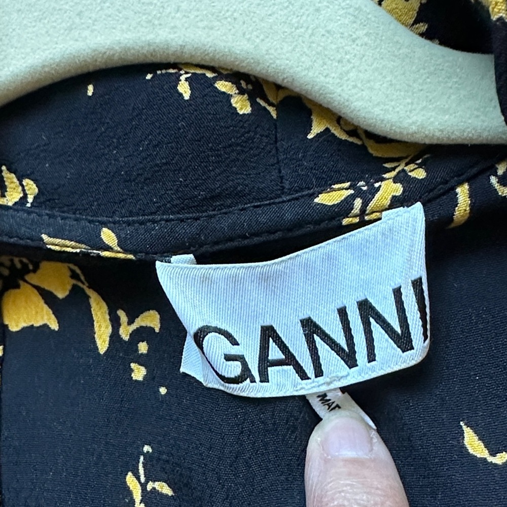 Ganni Black and Yellow Floral Dress